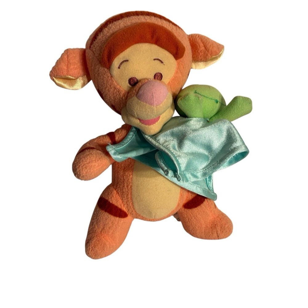 Disney 2005 My First Tigger Plush Toy By Fisher Price W/Green Frog & Blanket 10”